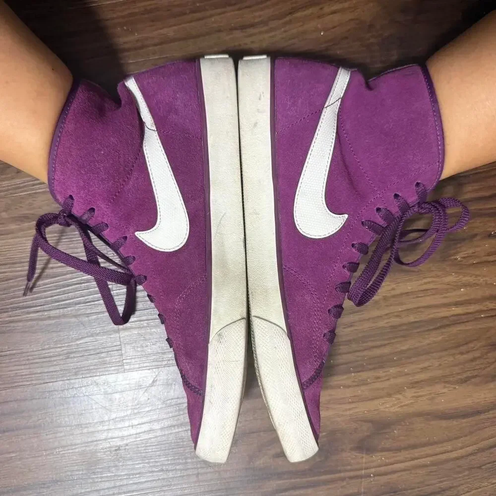 Nike purple and white suede high top trainers US Size 8.5 EUR 40 - Picture 4 of 5
